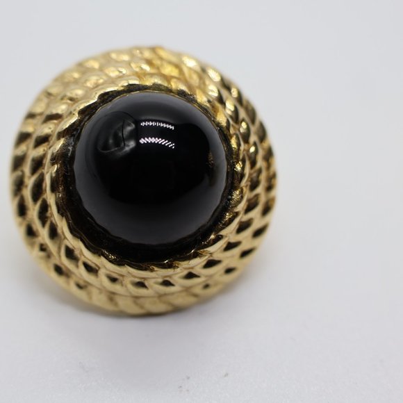 Stunning Large 14K Gold and Onyx Earrings - Omega Backs - Picture 6 of 11